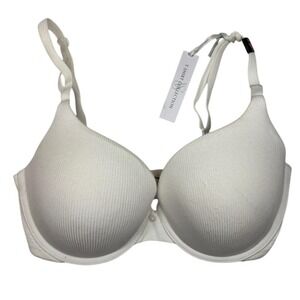 Victorias Secret TShirt Collection White Ribbed Push Up Bra 34DD Criss Cross NWT